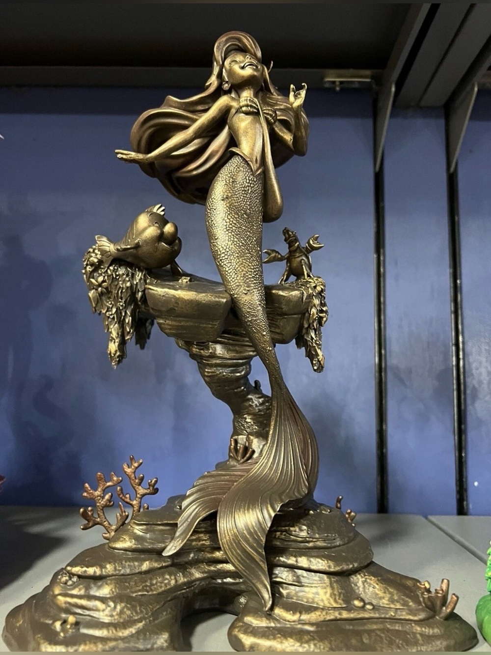 Disney Park Ariel Bronze Figurine Light Up Little Mermaid Princess Statue Figure